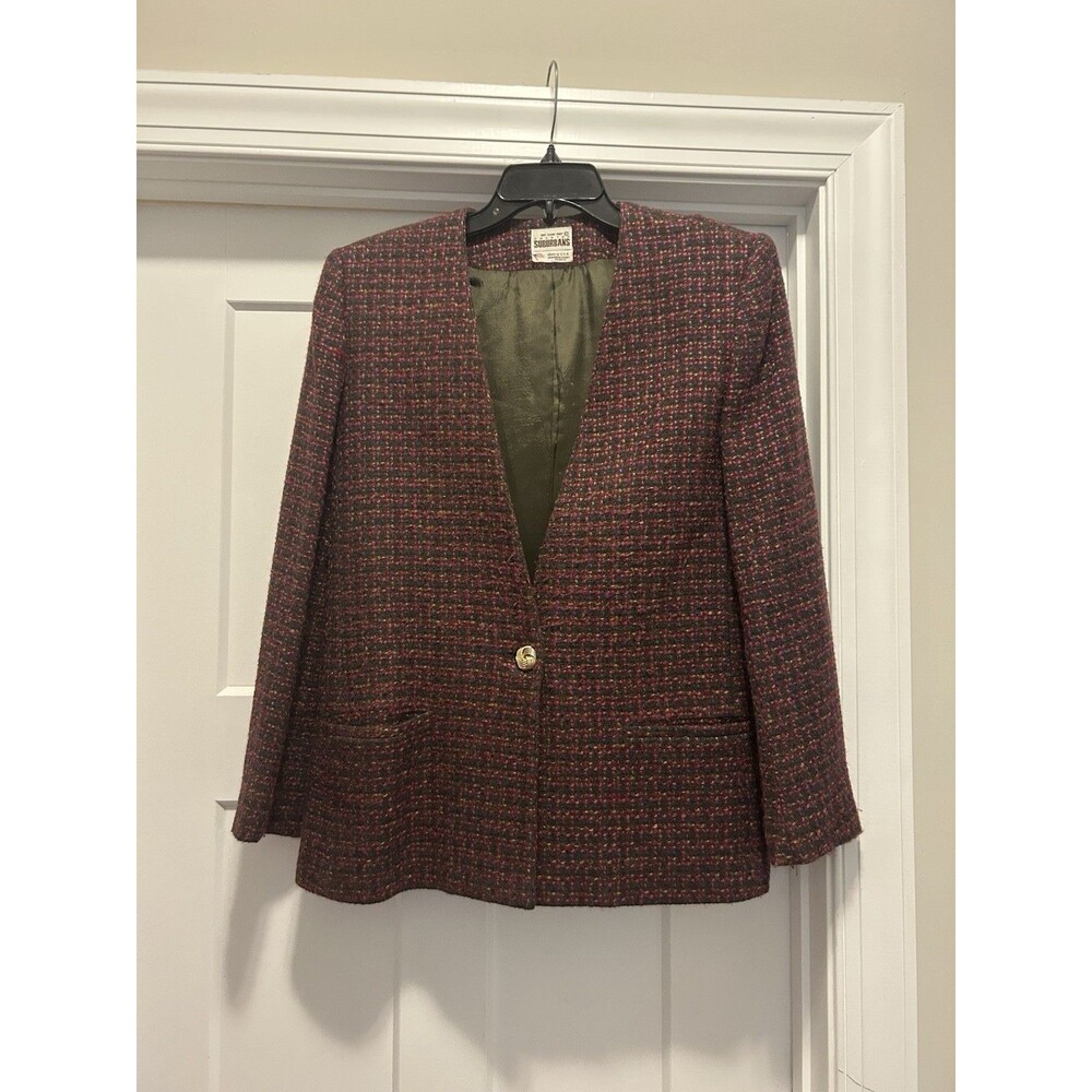 Vintage Country Suburbans Magenta Boucle Blazer Size 12 Boxy Fit Granola Hipster